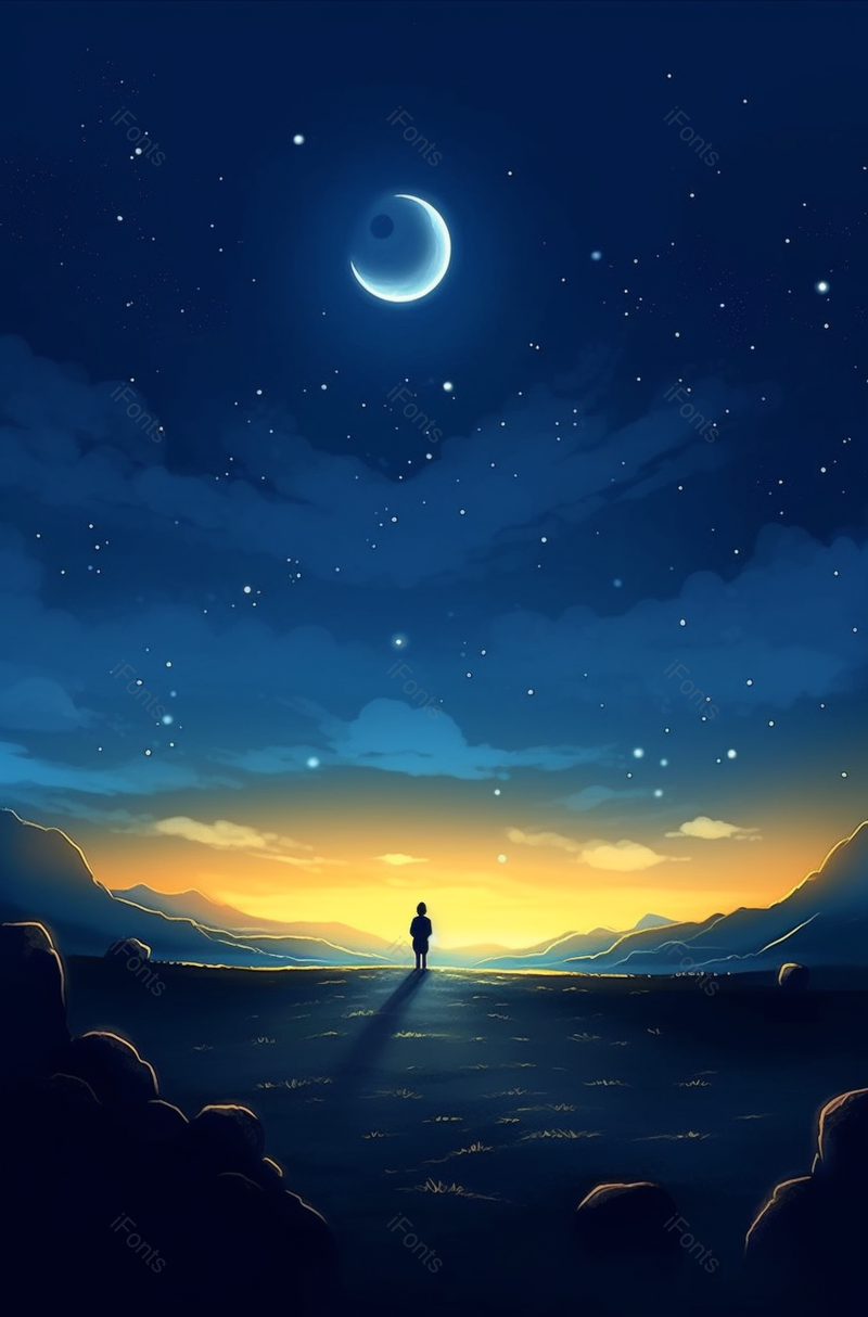 浩瀚星空下的渺小的人插画背景,插画/手绘图,插画/手绘图库,插画/手绘图下载,插画/手绘